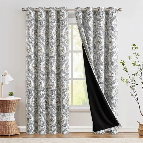 Vista 30 de jinchan Cortinas de lino texturizadas para oscurecer la sala de estar, 54 pulgadas de largo, cortinas de medallón para dormitorio, tratamientos