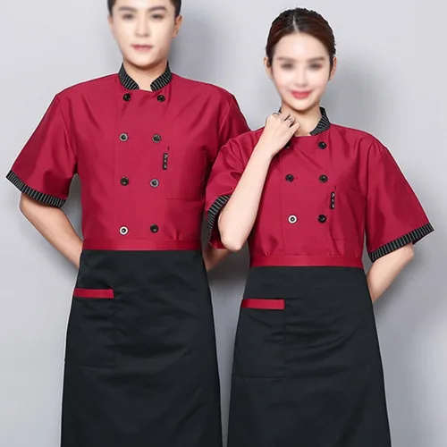 Vista 3 de Short Sleeve Chef Coat for Mens and Women Unisex Chef Jacket Restaurant Kitchen Work Clothes