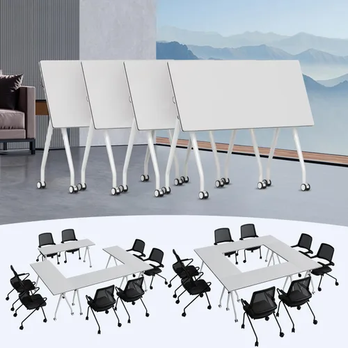 Vista 19 de Paquete de 2 mesas de conferencias plegables, mesa de reunión modular de 1915-gris
