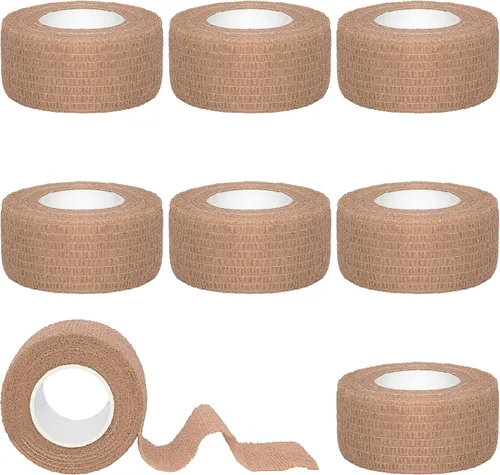 Vista 11 de Tindobewan Envoltura de vendaje autoadhesiva, 1 pulgada, 8 rollos, color negro Vendaje cohesivo transpirable Vet Tape Vendaje adhesivo elástico