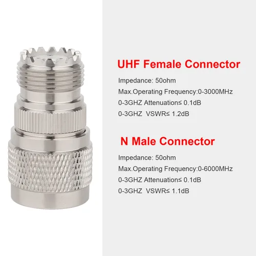 Vista 2 de XRDS -RF Adaptador N macho a UHF hembra Conector N a PL-259 SO-239 Conectores de cable coaxial RF coaxial Paquete de 2 (no para TV)