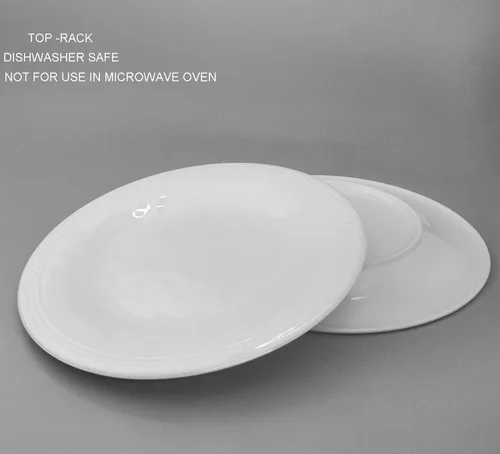 Vista 3 de KX-WARE Juego de 6 platos de melamina de 11 pulgadas para uso en interiores y exteriores, color blanco