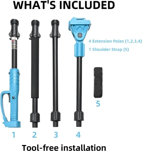 Vista 2 de solo sierra de poste extensible, correa de hombro (sin motosierra ni batería) Rotatable Pole14ft Max Reach, Tool-Free Installation, Compatible