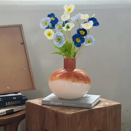 Vista 7 de FERIAL 6 flores de amapola artificiales de seda con tallos de amapola sintética de tacto real para el hogar, cocina, centros de mesa, arreglo Blanco