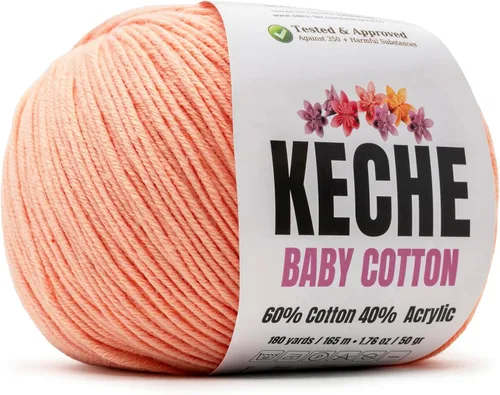 Vista 86 de Keche Hilo de Algodón, 60% Algodón 40% Hilo Acrílico, Hilo de Algodón Suave para Crochet y Tejer, Hilo Amigurumi 1 Madeja/Bola 1.76 Oz (50g) / 180