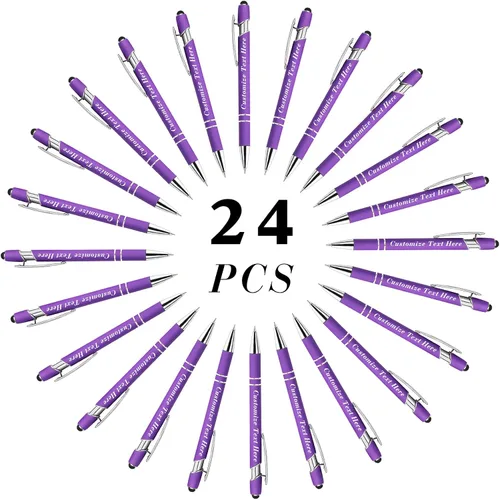 Vista 11 de Bolígrafos personalizados a granel con punta de lápiz capacitivo, 12 bolígrafos personalizados con logotipo de mensaje con nombre, bolígrafos