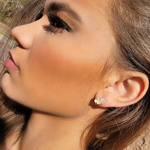 Vista 32 de Aretes de piedra preciosa natural en bruto con oro amarillo sobre plata de ley 925, 6 a 0.276 in, regalo de piedra de nacimiento de calidad genuina