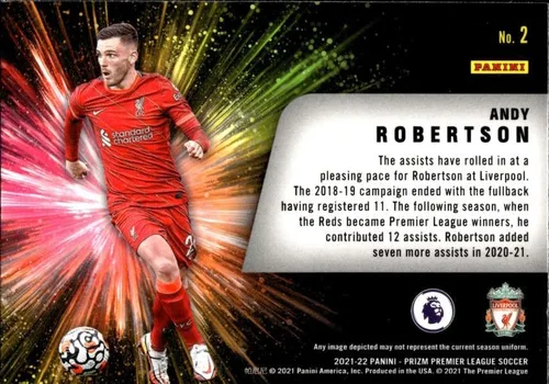 Vista 2 de 2021-22 PANINI PRIZM PREMIER LEAGUE FIREWORKS #2 ANDY ROBERTSON LIVERPOOL FC SOCCER OFFICIAL TRADING CARD OF SOCCER