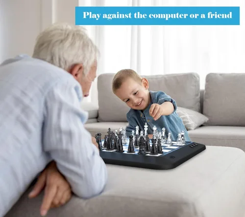 Vista 13 de Tablero de ajedrez electrónico P6, computadora de ajedrez, tablero de ajedrez inteligente parlante, juego de ajedrez electrónico magnético con LED