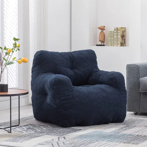 Vista 11 de Puf - Silla de sofá individual, mullida, moderna, suave, copetuda, de espuma, sofá perezoso, silla de ocio para sala de estar, dormitorio, balcón