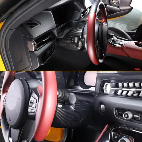 Vista 6 de Kit de moldura de cubierta de columna de dirección compatible con Toyota Supra GR A90 A91 MK5 2019-2022, accesorios de cubierta de base de volante