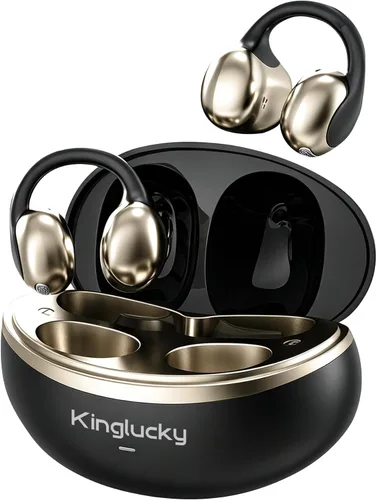 Vista 10 de Kinglucky Auriculares con clip, auriculares inalámbricos Bluetooth 6.0 de Blanco