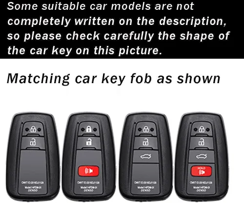 Vista 2 de ontto Funda para llave de coche con llavero de cuero y metal compatible con Toyota Camry CH-R CHR Prius RAV4 86 Corolla Yaris Land Cruiser llavero