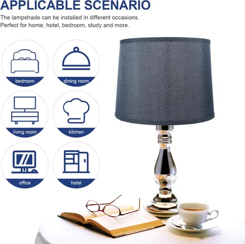 Vista 3 de Accesorios de escritorio, pantallas de lámpara para lámparas de pie, pantalla de lino, cubierta de lámpara rústica, pantalla de tela, cubierta