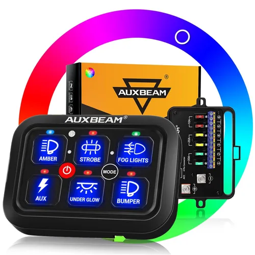 Vista 13 de Auxbeam Panel de interruptor de 6 bandas BC60, caja de sistema de relé de control de circuito universal con interruptor LED de encendido y apagado