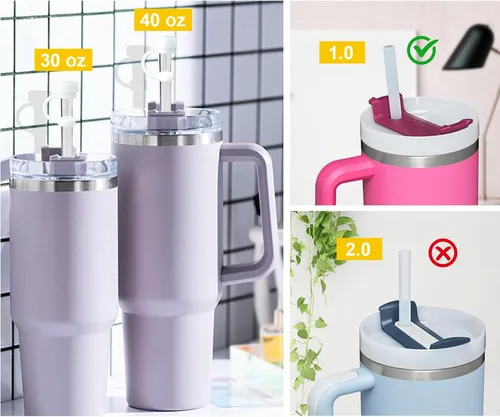Vista 5 de Stanley Cup - Juego de tapones para popote compatible con Stanley Cup 40 oz 30 oz Quencher H1.0, tapa de cubierta de pajilla, tapón a prueba