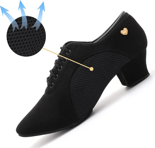Vista 3 de Zapatos de baile latino para mujer, con cordones, para salón de baile moderno, ritmo de salsa, práctica de enseñanza, rendimiento profesional