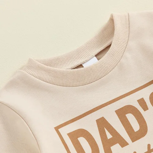 Vista 10 de Conjunto de 2 piezas de sudadera con estampado de letras y cuello redondo para bebé niño