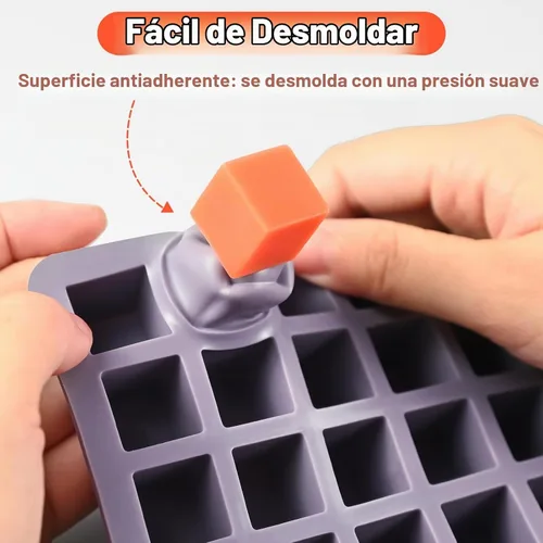 Vista 6 de Molde cuadrado para chocolate, 100 cavidades mini moldes cuadrados para dulces