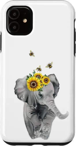 Vista 8 de Elephant Bumble bee - Sunflower Animal Lover Honey Bees Case for iPhone 17