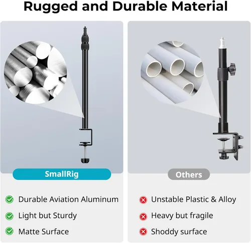 Vista 6 de SMALLRIG Soporte C de montaje de escritorio para cámara, soporte de luz de trípode de escritorio ajustable de 15 a 35 pulgadas, abrazadera C de mesa