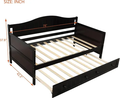 Vista 2 de Harper & Bright Designs Sofá cama individual con cama nido, marco de sofá cama individual de madera para dormitorio, habitación de invitados, sala