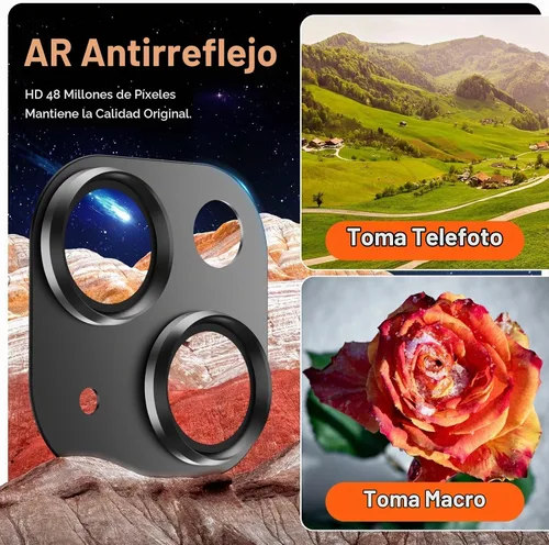 Vista 4 de Protector de lente de cámara para iPhone 15/iPhone 15 Plus/iPhone 14/iPhone 14 Plus, pantalla de cubierta de cámara de vidrio templado de aleación