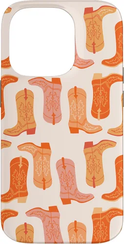 Vista 17 de Cowboy Boot Illustration Preppy Western in Orange Case for iPhone 17