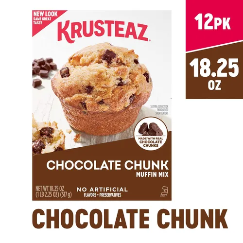 Vista 3 de Krusteaz Chocolate Chunk Muffin Mix – Sin sabores ni conservantes artificiales – Caja de 18.25 onzas (paquete de 12)