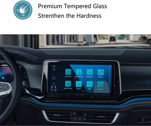Vista 4 de ZFM - Protector de pantalla para Volkswagen Atlas 2024, vidrio templado, Atlas/Atlas Cross Sport SE/SE con tecnología/SEL/SEL Premium R-Line/SEL