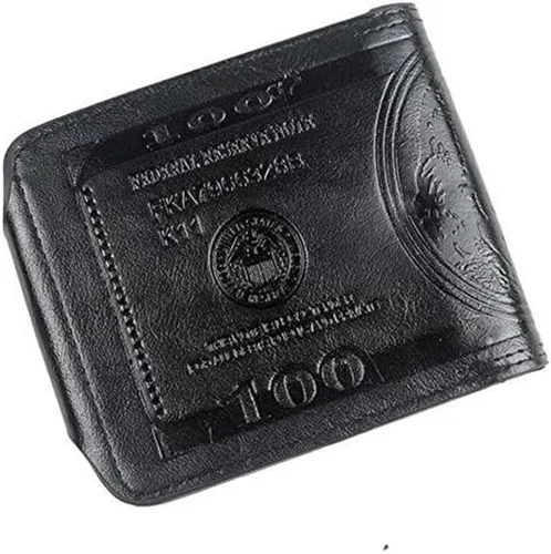Vista 2 de ThunderStar Cartera creativa para hombre Monedero unisex 100 dólar Bill Money Bifold Card Holder Bolso (negro)