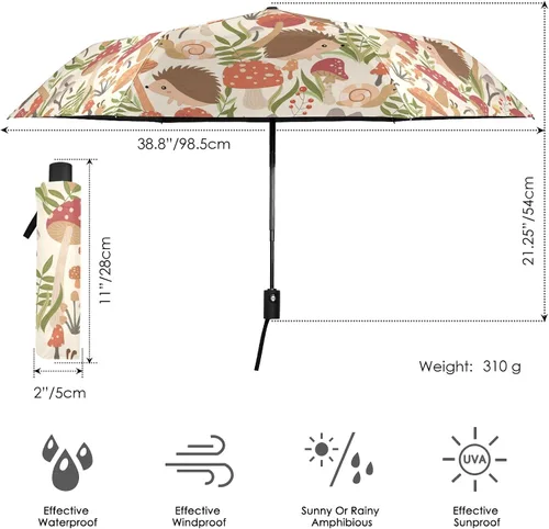 Vista 3 de ALAZA Eiffel Tower Paris Travel Umbrella Automatic Folding Sun Umbrella Windproof Uv Protection Compact Sun Rain Umbrella