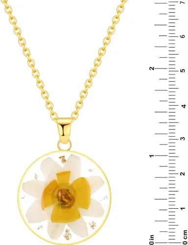 Vista 53 de Forget-Me-Not and Queen Anne's Lace Pressed Wildflower Necklace Birth Month Real Flower Necklace Gold/Silver Pressed Flower Jewelry