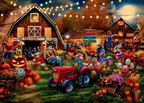 Vista 2 de Ceaco - Thomas Kinkade Disney Dreams: Mickey - Rompecabezas de 1000 piezas Mickey Halloween