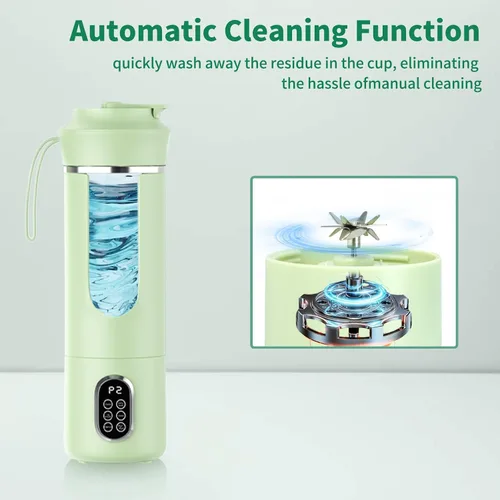 Vista 5 de Licuadora inalámbrica portátil, pequeño exprimidor recargable, mini licuadora personal para batidos y batidos, con función de limpieza automática
