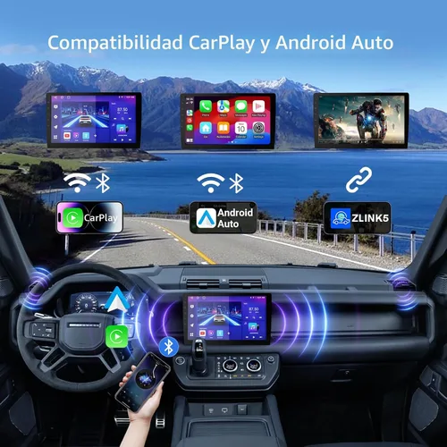 Vista 4 de Haudio Estéreo de auto doble DIN de 9 pulgadas con Apple CarPlay inalámbrico y Android Auto Pantalla táctil HD de 9 pulgadas Bluetooth