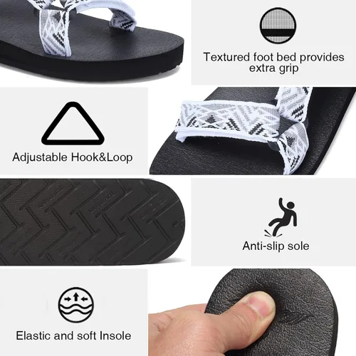 Vista 4 de CIOR - Sandalias deportivas para mujer, ligeras, con soporte de arco y plantilla estilo tapete de yoga ideales para exteriores, senderismo y agua