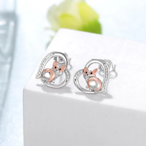 Vista 2 de DachshundCorgi Earrings 925 Sterling Silver Dog Stud Earrings Puppy Dog Gifts for Women Dachshund Corgi Gifts Lovers