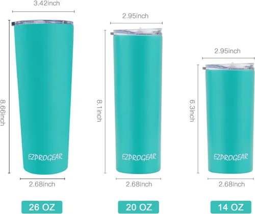 Vista 3 de Ezprogear - Vaso estrecho de acero inoxidable, térmico y aislado al vacío, con popote