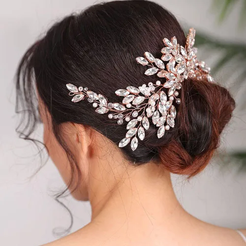Vista 5 de Peine para el pelo, para mujer, hecho a mano, con diamantes de imitación azules, para boda, boda, fiesta, regalo del día de la madre