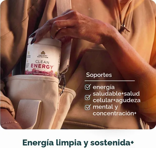 Vista 5 de Ancient Nutrition Polvo de energía limpia, kiwi de fresa