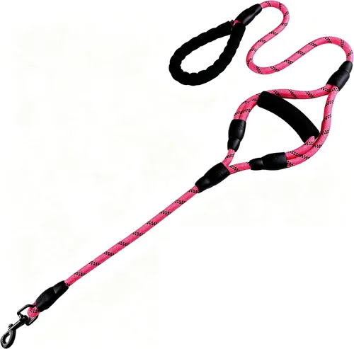 Vista 12 de Love Dream Correa para perro de 5 pies de largo con 2 cómodas asas acolchadas, hilos reflectantes con doble asa para control de seguridad, correa