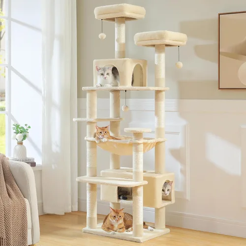 Vista 2 de PAWZ Road Árbol grande para gatos, torre para gatos de 72 pulgadas para gatos grandes, condominio para gatos con postes rascadores y almohadillas