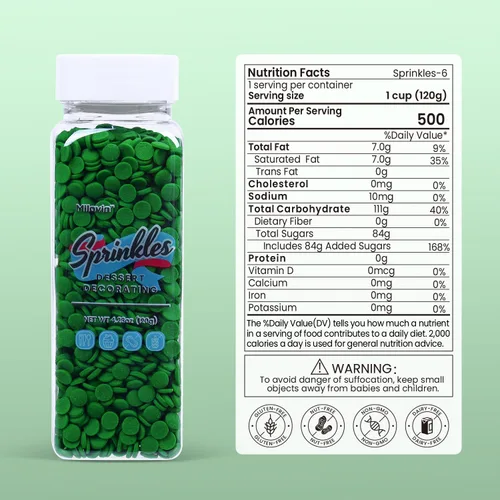 Vista 2 de Espolvorear verde comestible para decoración de pasteles, gránulos de confeti verde, gránulos redondos, perfectos para hornear, pasteles, cupcakes