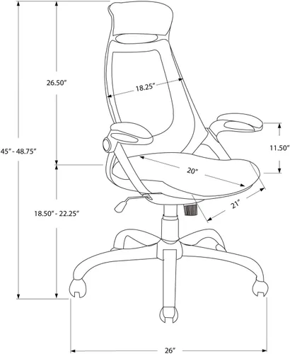 Vista 3 de Monarch Specialties 7268, altura ajustable, giratoria, ergonómica, reposabrazos, escritorio para computadora, trabajo, metal, negro, contemporáneo