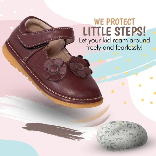 Vista 8 de Little Mae's Boutique Mary Jane - Zapatos chirriantes para niñas pequeñas, ideales para caminar con chirriador extraíble y correa ajustable, zapatos