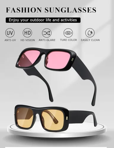 Vista 4 de kimorn Gafas de sol para mujeres y hombres, modernas, retro, modernas, estilo de los años 90, vintage, Y2K, marco cuadrado de gran tamaño, K1337