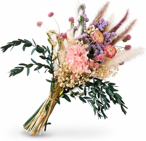 Vista 11 de LUXEEASE 11 tipos de mini ramo de flores secas mixtas con tallos, 176 Neutrales Naturales