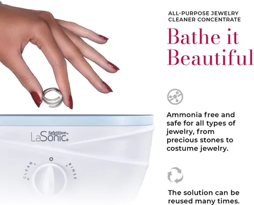 Vista 3 de CONNOISSEURS LaSonic - Limpiador concentrado multiusos para joyas, 8 onzas líquidas, formulado para dispositivos de limpieza LaSonic SafeWave y joyas