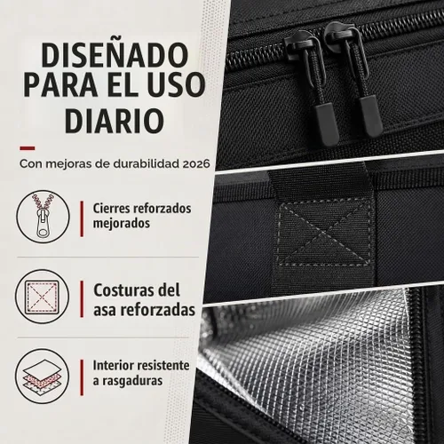 Vista 3 de TRUE NORTH Bolsa Térmica para Entrega de Alimentos con Divisor (23"x15"x14") - Bolsa Calentadora de Alimentos Uber Eats - Bolsas de Pizza